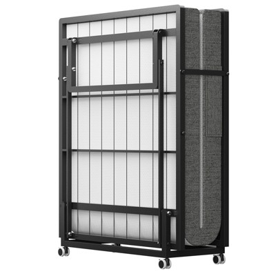 Portable Rollaway Guest Bed with Memory Foam Mattress and Bed Side Pocket