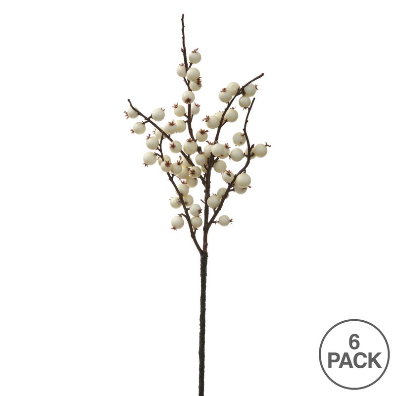 Vickerman 16" White Fall Wild Berry Artificial Christmas Pick, 6/Bag, Weather Resistant, 3 of 4