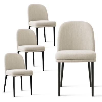 Upholstered Dining Chairs with Linen Blend Fabric and Metal Legs, Modern Armless Side Chairs for Dining Room-Maison Boucle