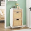 Acekool Natural Rattan Storage Cabinet with 2 Flip Drawers, Adjustable Shelves & Metal Legs, Slim Entryway Shoe Organizer - 4 of 4