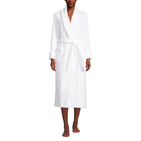 Lands End Women s Cotton Terry Long Spa Bath Robe Medium White Target