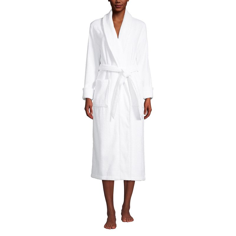 Lands' End Women's Cotton Terry Long Spa Bath Robe, 1 of 6