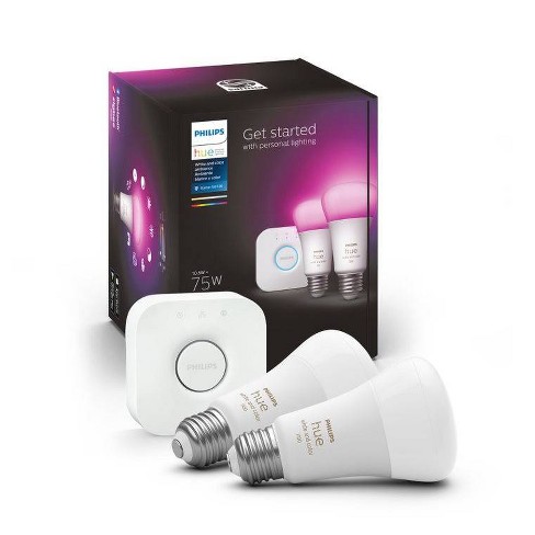 Philips Hue 4pk White And Color Ambiance A19 Led Smart Bulb Starter Kit :  Target