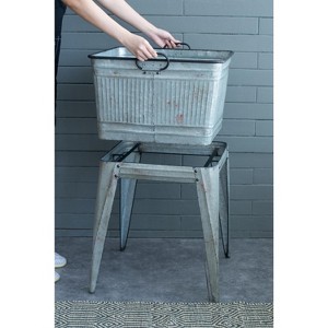 Gulches 20.5*20.5*21" Large Perryman Galvanized Tub On Stand, for Plant Pot/Planter/Metal Ice Buckets - 1 of 4