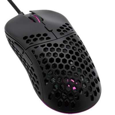 Monoprice Hyper-K Ultralight Optical Gaming Mouse - 16000DPI, Full Size, PixArt PMW 3389, Omron Switches, RGB Lighting, 60g Weight, Wired - Dark