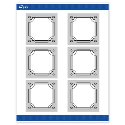 Avery Labels, 3" x 3", Silver-Metallic Black, Matte, 60ct