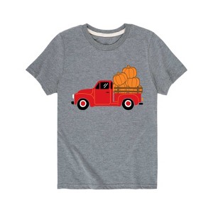 Boys' - Instant Message - Red Truck Carrying Pumpkins Short Sleeve Graphic T-Shirt - 1 of 4