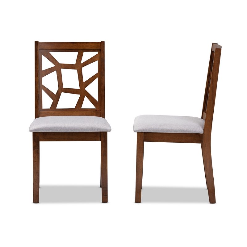Set of 2 Abilene Walnut Finished Dining Chair Gray/Walnut Brown - Baxton Studio: Modern Upholstered, Eco-Friendly Rubberwood, 3 of 9