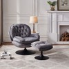 31.5'' Velvet 360° Swivel Lounge Leisure Chair with Ottoman, Thickened Foam Cushion for Living Room - 2 of 4
