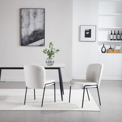 DOMETOUR Iron Foot Dining Chair Set of 2 No Armrest High Back Suitable for Dining Room Living Room Balcony
