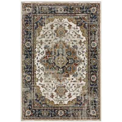 Oriental Weavers Venice 054X8 Beige/ Blue Indoor Area Rug - 3'10" x 5'5"