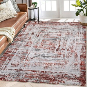 Modern Area Rugs Non Slip Abstract Indoor Carpet Washable Contemporary Accent Rugs Foldable Low Pile Distressed Floor Mat for Kitchen Bedroom Office - 1 of 4