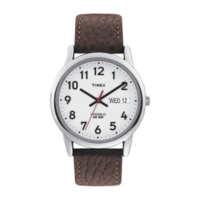 Men's Timex Easy Reader Watch With Leather Strap - Silver/brown T20041jt :  Target