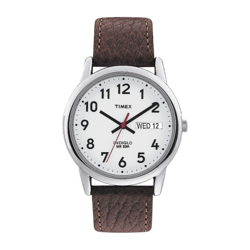 Men's Timex Easy Reader Watch With Leather Strap - Silver/brown T20041jt :  Target