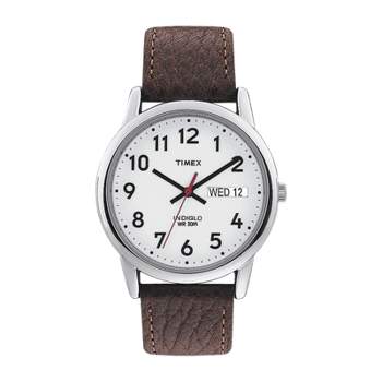 Men's Timex Easy Reader Watch with Leather Strap - Silver/Brown T20041JT