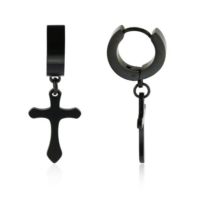 Slate by Rebl Cross Dangle Earring  Stainless Steel, 14x34mm