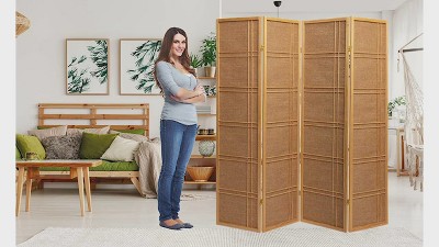 Espresso Brown 3-Panel Rattan Cane Folding Room Divider