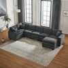 TiramisuBest Modern U-Shaped 6-Seat Sectional Sofa with Ottoman & 3 Toss Pillows, Modular Corduroy Sofa for Living Room, Orange - 2 of 4