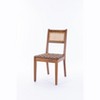 GDFStudio Karter Modern Rubberwood and Faux Leather Dining Chair with Rattan Back (Set of 2) - 3 of 4
