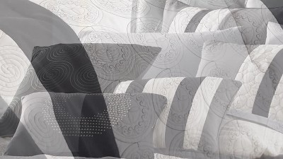 Elsie Gray and Black 7-Piece Queen Comforter Set