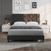 Upholstered Platform Bed Frame with Diamond Design Fabric Headboard, Solid Wood Slat Support, Non-Slip, Noise-Free, No Box Spring Needed - 4 of 4