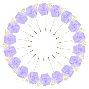 Unique Bargains Wedding Golden Leaf Rose Flower Lapel Pins for Men Suits 18 Pcs - 1 of 4
