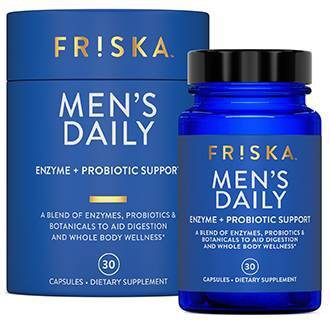 FRISKA Men's Daily Digestive Enzyme and Probiotics Supplement with Lactase and B Vitamins - 30ct