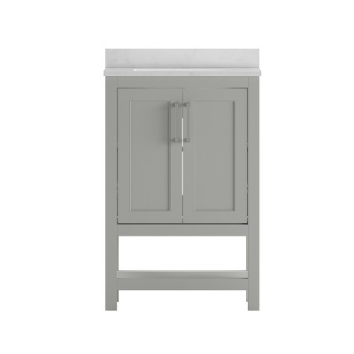 Gray 24 Inch Bathroom Vanity with Carrara Marble Top