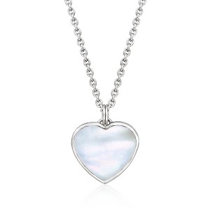 Ross-Simons Mother-Of-Pearl Heart Pendant Necklace in Sterling Silver Size 18 - 1 of 3