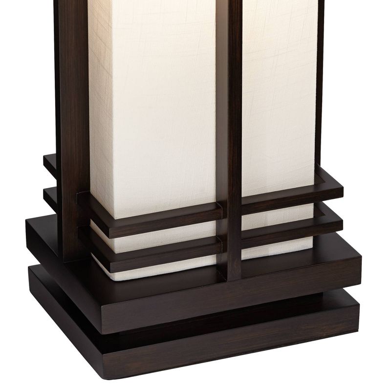 Possini Euro Design Modern Art Deco Floor Lamp Standing 60" Tall Espresso Wood Beige Linen Column Shade for Living Room Bedroom Office House Home, 5 of 10