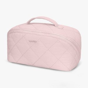 Hynes Eagle Quilted Makeup Organizer – Water-Resistant Travel Toiletry Bag with 5-Compartment Storage – Soft Pink - 1 of 4