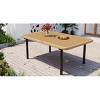 59" Rectangular Patio Dining Table with Umbrella Hole, Polywood Garden Dining Table, Wicker Metal Frame Outdoor Dining Table for 6-Coolbibila - 3 of 4