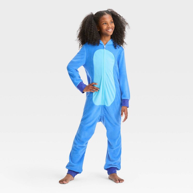 Girls' Lilo & Stitch Hooded Union Suit - Blue, 1 of 6