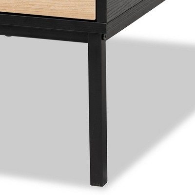 Sleek Two-Tone Oak and Black Square Coffee Table with Storage