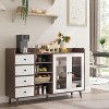 Garvee Farmhouse Coffee Bar Cabinet 55" with Adjustable Shelves, Glass Doors, Open Storage, Wood Sideboard - 3 of 4
