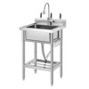 Freestanding Stainless Steel Utility Sink 16.8"x12.8"x7.6" Single Bowl with Adjustable Legs, 360° Swivel Hot & Cold Faucet - 2 of 4