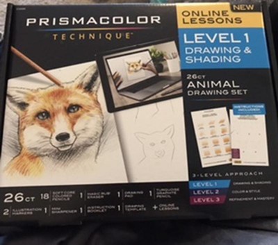Prismacolor Technique Digital Art Lessons, Animal Drawings Set, Level 3,  How to Draw Animals with Colored Pencils, Artist Roll Case, Dog, Cat & Pet
