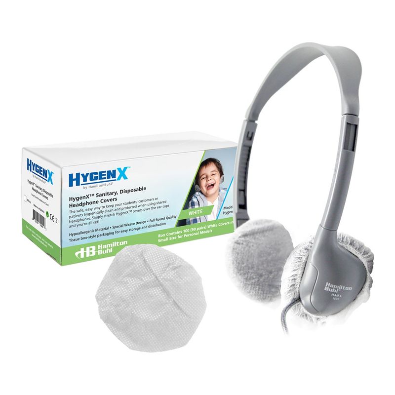 HamiltonBuhl® Hygenx Sanitary Ear Cushion Covers (2.5" White, 50 Pairs) - For On-Ear Headphones & Headsets, 1 of 4