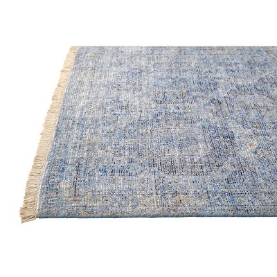 Handmade Tufted Wool-Viscose Blend Blue Rectangular Area Rug