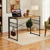 FurnitureR Folding Desk, 39.4 Inch Space Saving Study Writing Table, Computer Desk with 8 Storage Hooks for Bedroom, Home Office, Dorm, Brown - 4 of 4
