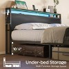 Bestier King Size Bed Frame, Metal Platform Bed with Wood Storage Headboard LED Lights and Charging Station - 4 of 4