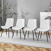 DOMETOUR PU Dining Chair Set of 4, Extended Seat Cushion, Modern Smooth Lines, White & Black Splicing - 2 of 4