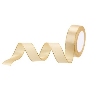 Unique Bargains Double Face Wide Satin Ribbon with Gold Edges for Wedding Bouquet - 1 of 4