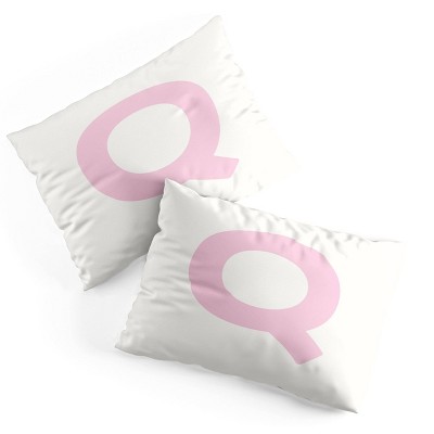 Deny Designs Standard April Lane Art Block Pink Monogram Q Microfiber Printed Pillow Sham