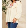 Women's V-Neckline Embroidered Blouse - Oddi - 2 of 3