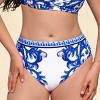 Women's Elegant Blue Floral High-Waisted Bikini Bottoms - Cupshe - 3 of 4