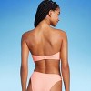 Women's Pucker Textured Center Front Shell Detail Bandeau Bikini