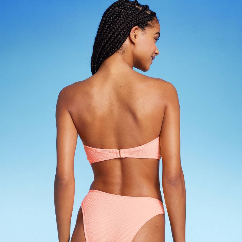 Women's Pucker Textured Center Front Shell Detail Bandeau Bikini Top - Wild Fable™, 3 of 15