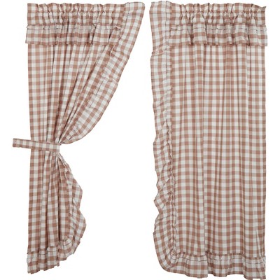 Annie Buffalo Portabella Check Ruffled Short Panel Set of 2 63x36 VHC Brands