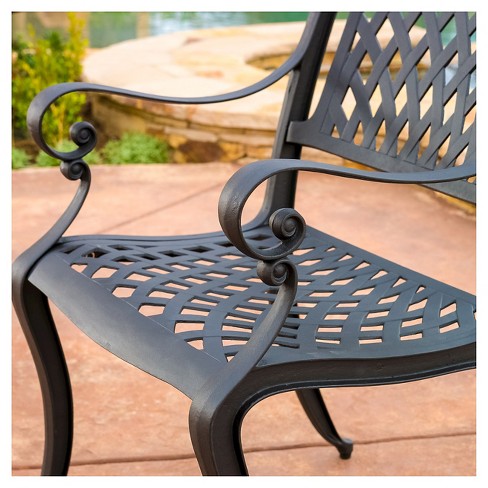 Hallandale Set Of 80 Cast Aluminum Patio Chairs - Black Sand ...